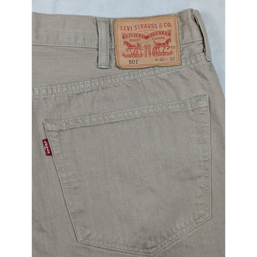 Levi's 501 Button Fly Classic‎ Straight Leg Tan Mens Jeans Size 40